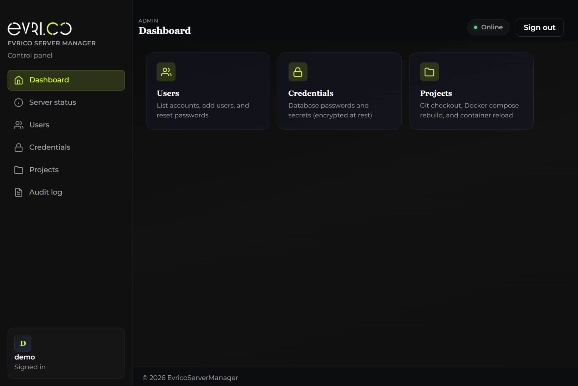 Evrico Server Manager