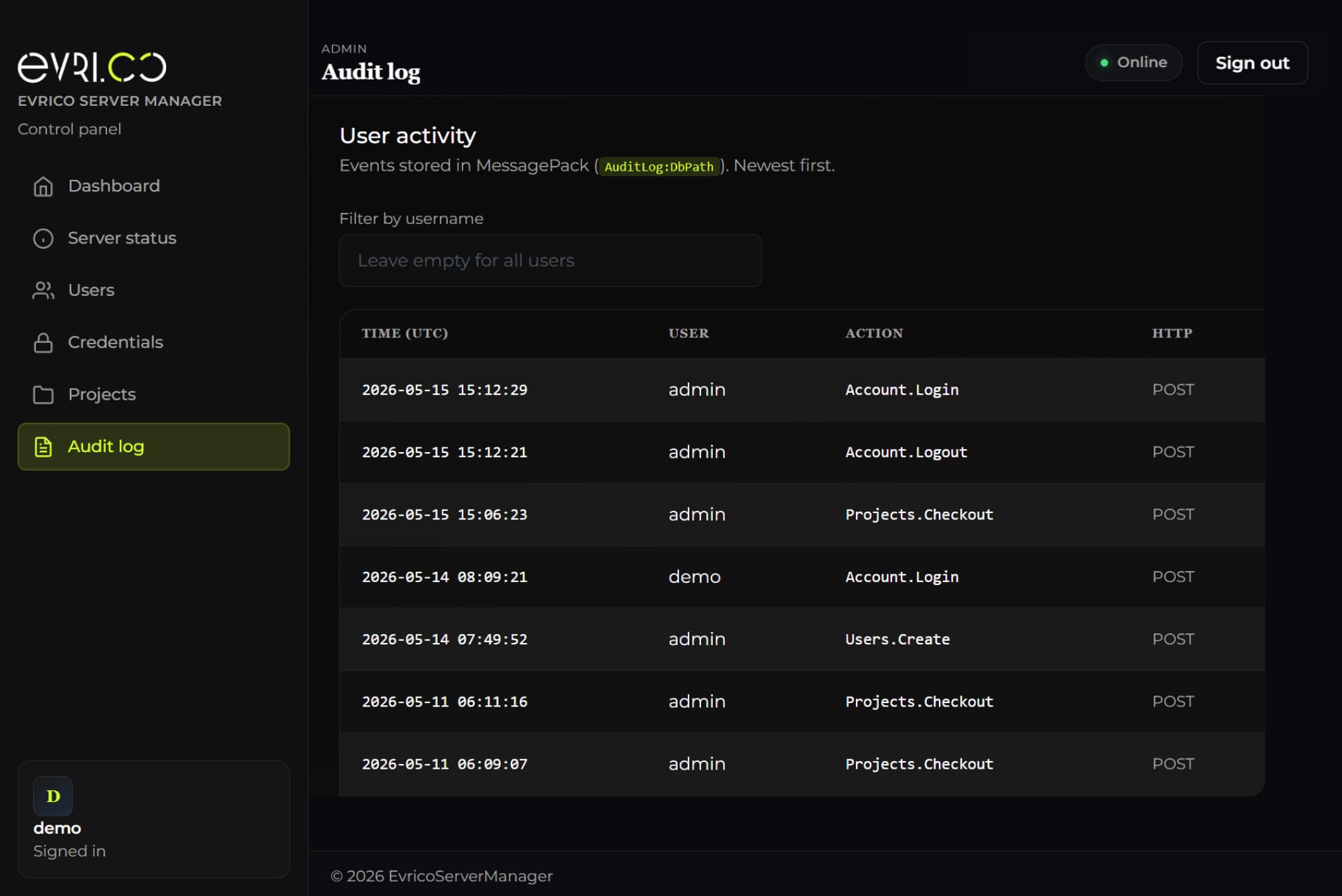 Evrico Server Manager